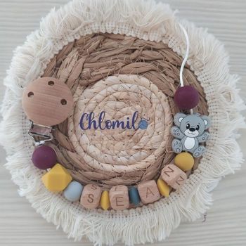 Attache tétine personnalisée ourson