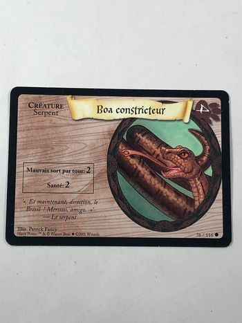 Carte boa constricteur Harry potter
