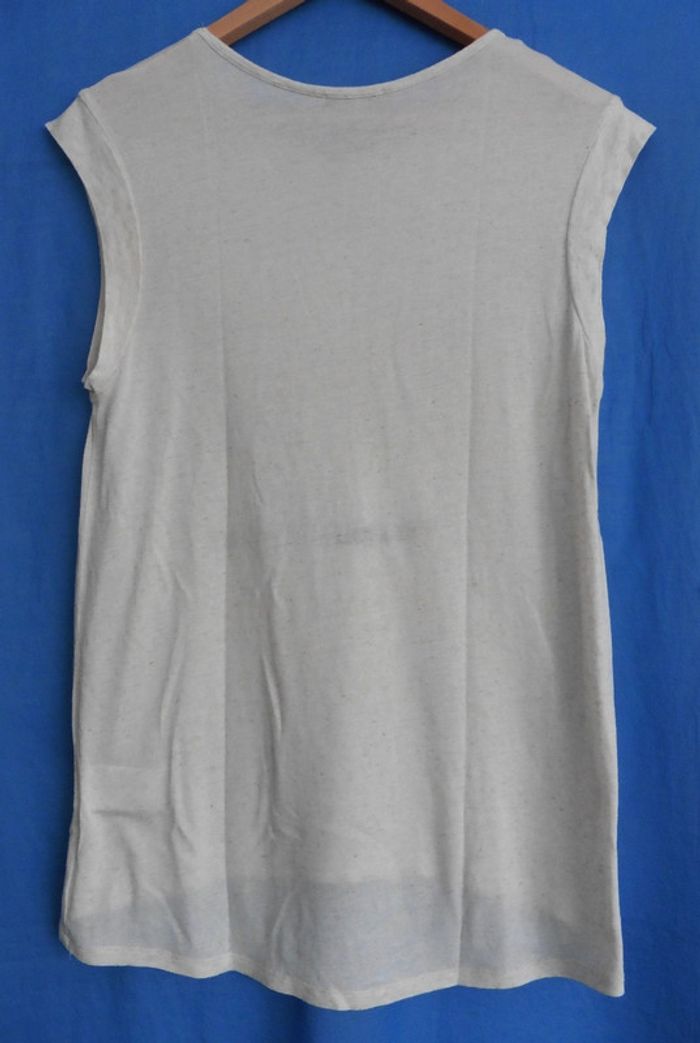 T shirt beige mouchete. Imprime 2 tetes de guepard. Etam. Taille 38 - photo numéro 5