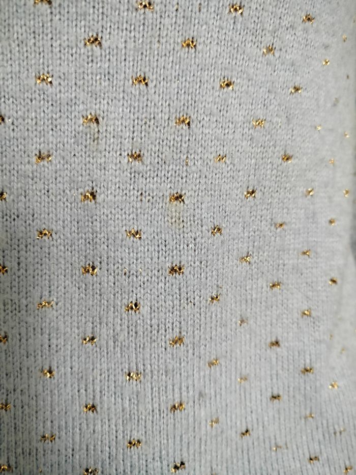 Pull bleu grisé avec points dorés T34/36 N*394 - photo numéro 2