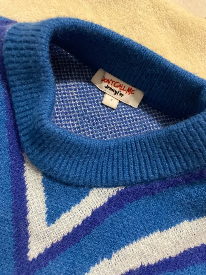 Pull oversize bleu à motif – Jennyfer - Taille S - photo numéro 3