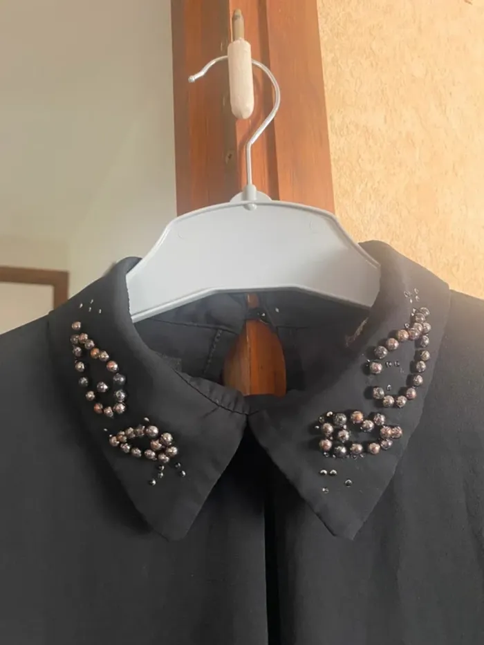 Chemise noire chic – Manches en voile – Taille 40 – Élégance & légèreté - photo numéro 4