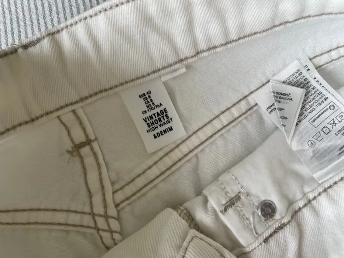 Short jeans h&m 40 blanc crème - photo numéro 2