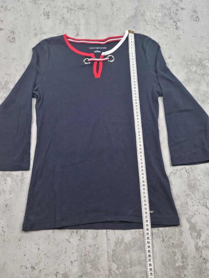 Haut manches 3/4 Tommy Hilfiger marine avec cordon – Taille M Femme - photo numéro 5