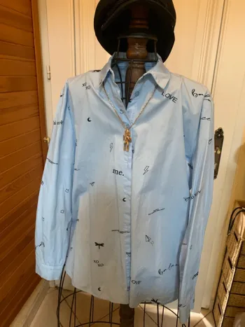 Chemise coton bleu ciel