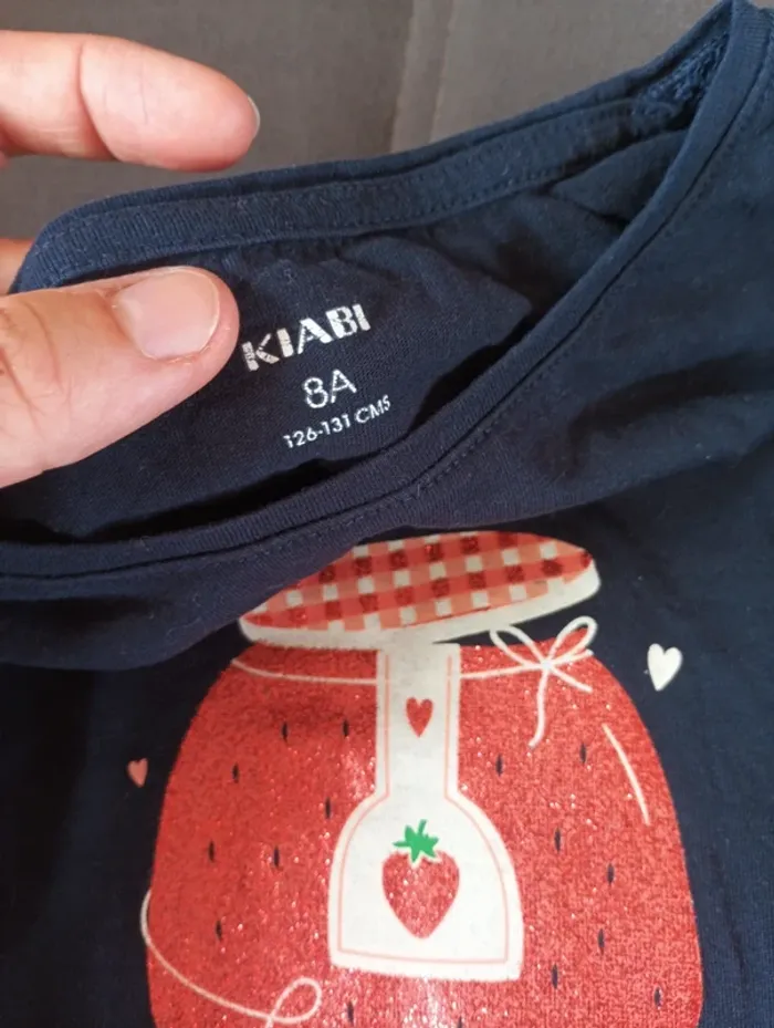 Tee shirt chemise manches longues Fille 8 ans confiture fraise Kiabi - photo numéro 2