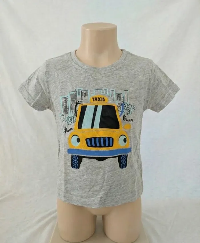 T-shirt gris Taxi Tissaia Basics - 2 ans (Usagé / Idéal activités 🎨)