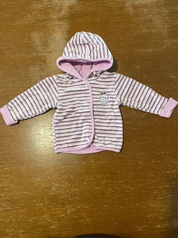 Gilet rayé rose marron blanc