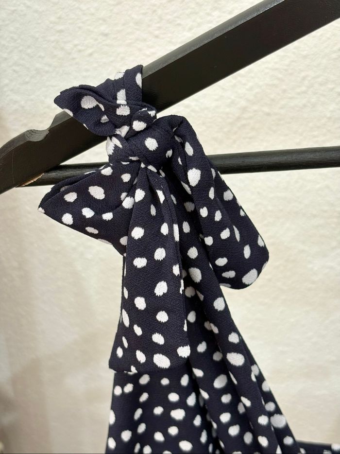 Combinaison longue à bretelles légère bleue à pois blanc - Taille L - photo numéro 3