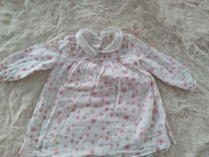 Robe évasée blanche et rose neuve