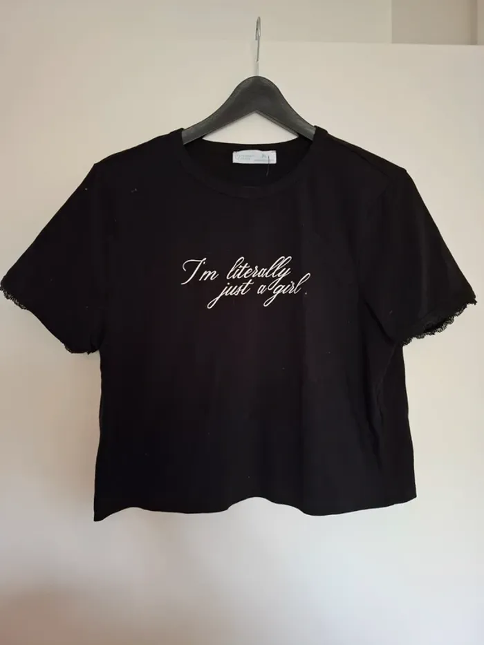 Zwart crop tshirt maat XL Primark "Nieuwstaat"