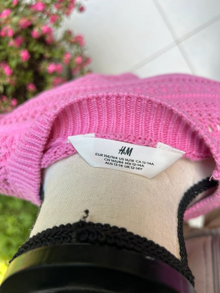 Pull été façon crochet rose fille coton - h&m 158 164 cm 12 14 ans - photo numéro 7