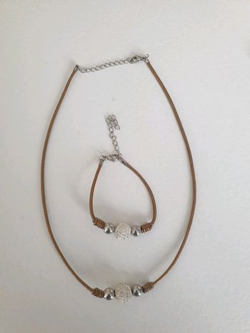 Parures bijoux simili cuir marron