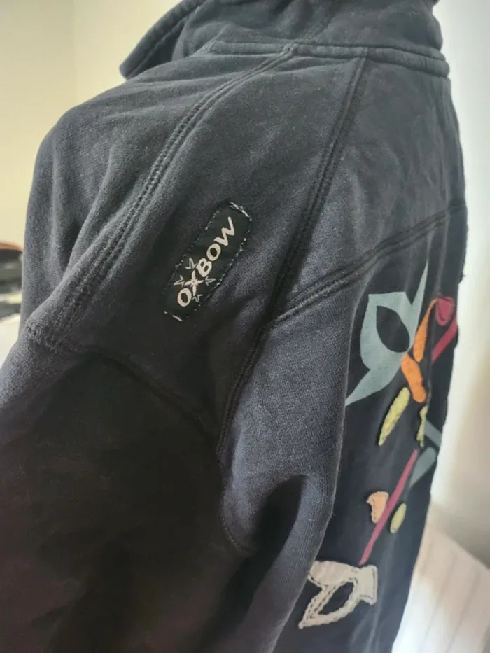 Veste Oxbow noire zippée L – Artworks, dos brodé original - photo numéro 3