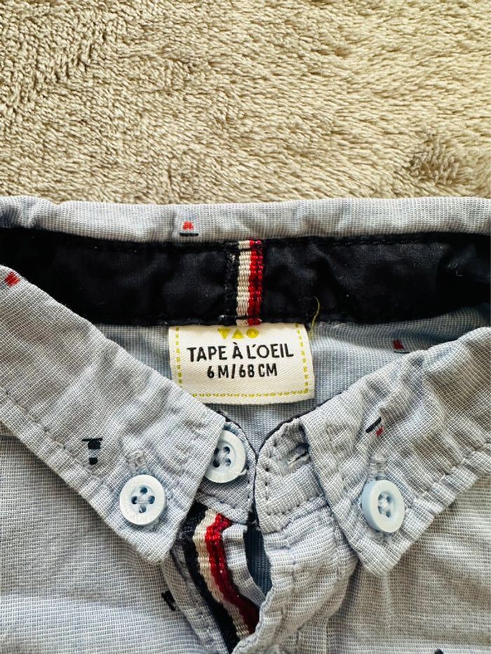 Chemise bleu clair à petits motifs - 6 mois - Tape à l’œil - photo numéro 3