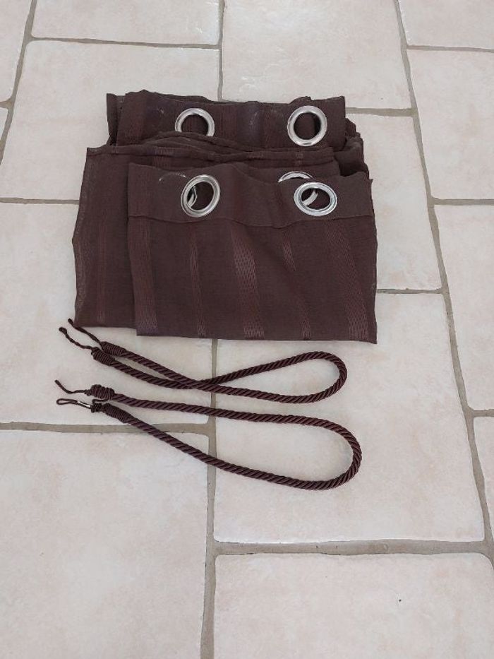 Paire rideaux polyester-embases
