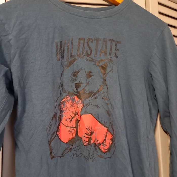 Tee shirt manches longues bleu à motifs - photo numéro 2