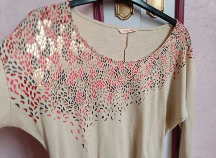 Haut Camaïeu beige imprimé T.3(40) - photo numéro 3