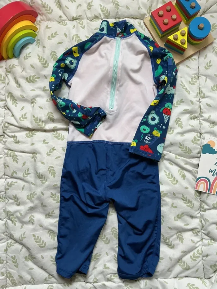 combinaison anti UV UPF50+ 24 mois bleu et blanc nabaiji - photo numéro 7