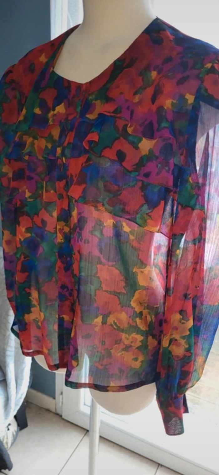 Chemise fleurie transparente vintage 44 - photo numéro 5