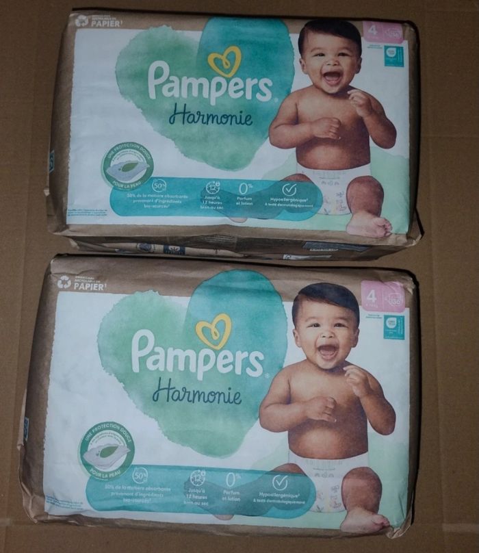 Pampers harmonie couches taille 4 (9-14 kg) 2 x 36 couches