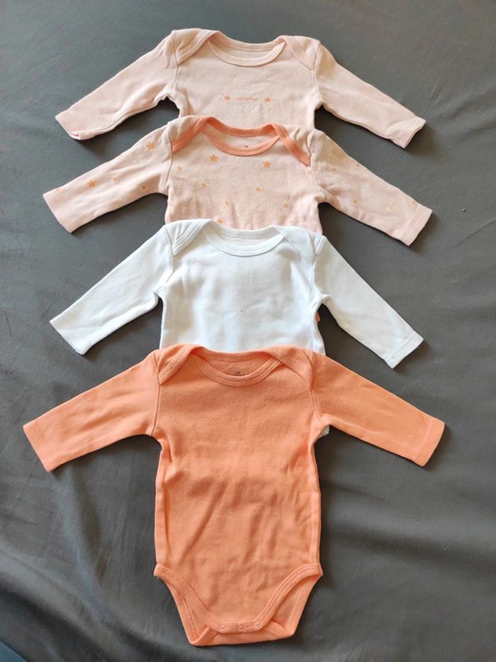 Lot de 4 bodies manches longues 3 mois Influx