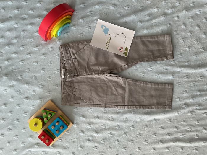 pantalon léger gris taille réglable 12 mois bout'chou - photo numéro 2
