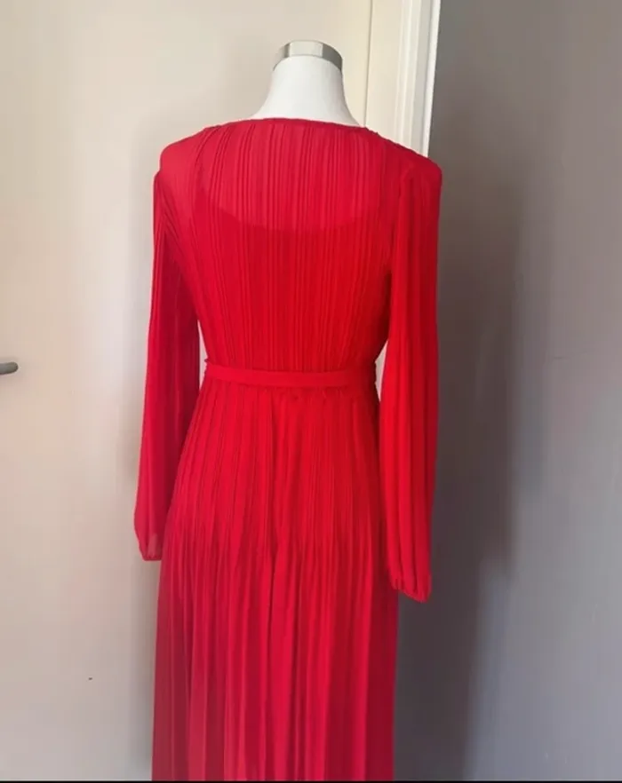 Maje Robe longue rouge, plissé femme, taille 40 - photo numéro 9
