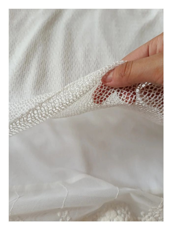 Haut blanc Paola à manches longues et dentelle florale - Taille 42 - style bohème - - photo numéro 5