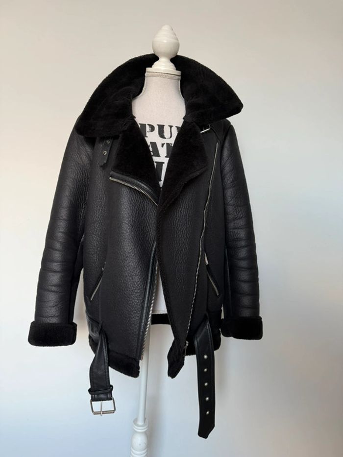Veste vest Zara fourrure bombardier Chaleco borregito Weste Teddy abrigo manteau blouson aviateur - photo numéro 2