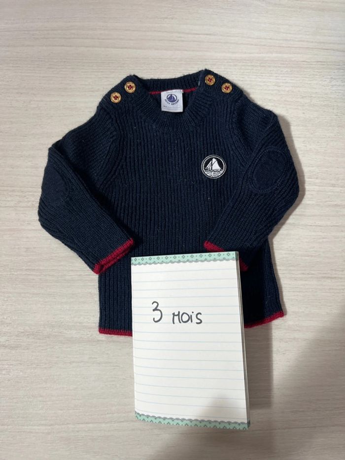 Pull marine Petit Bateau 3 mois