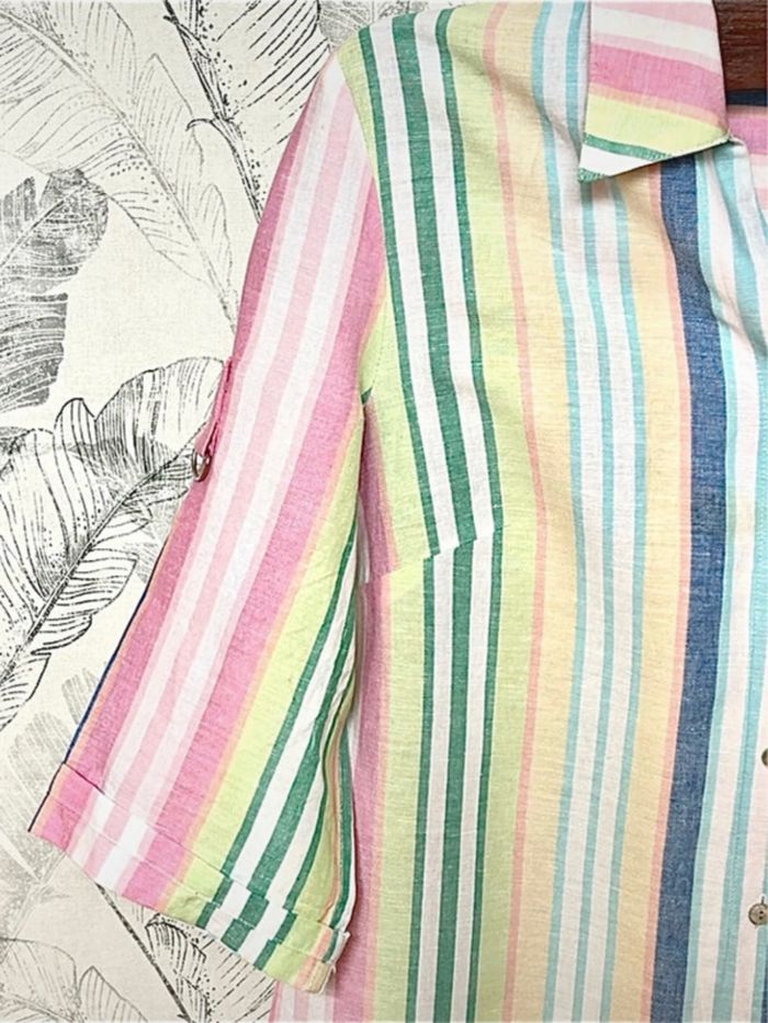 Chemise légère en LIN et COTON à rayures ton pastel. Marque. Peter Hahn - photo numéro 4