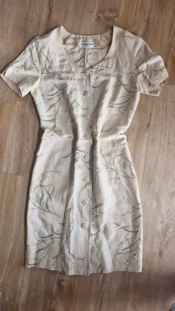 Robe chemise vintage en lin Christine Laure taille 38 fin année 80 début années 90