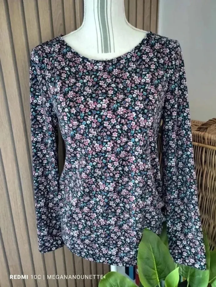 🌸 Blouse Fleurie Cintrée – Taille 38/M – Boutique Indépendante 🌸