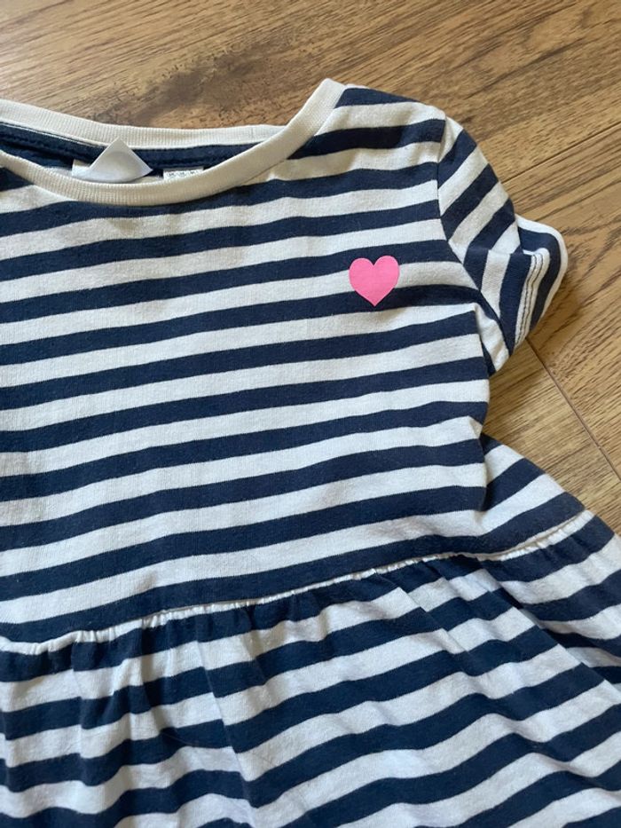 Robe marinière détail cœur rose 18-24 mois - photo numéro 2