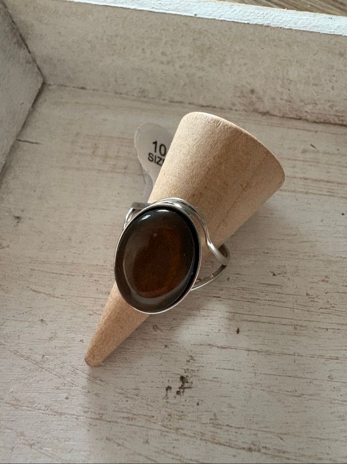 Bague argentée et marron T10 - photo numéro 2