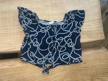 Chemisier crop top blouse tunique marinière Zara 7 ans été bleu marine blanche