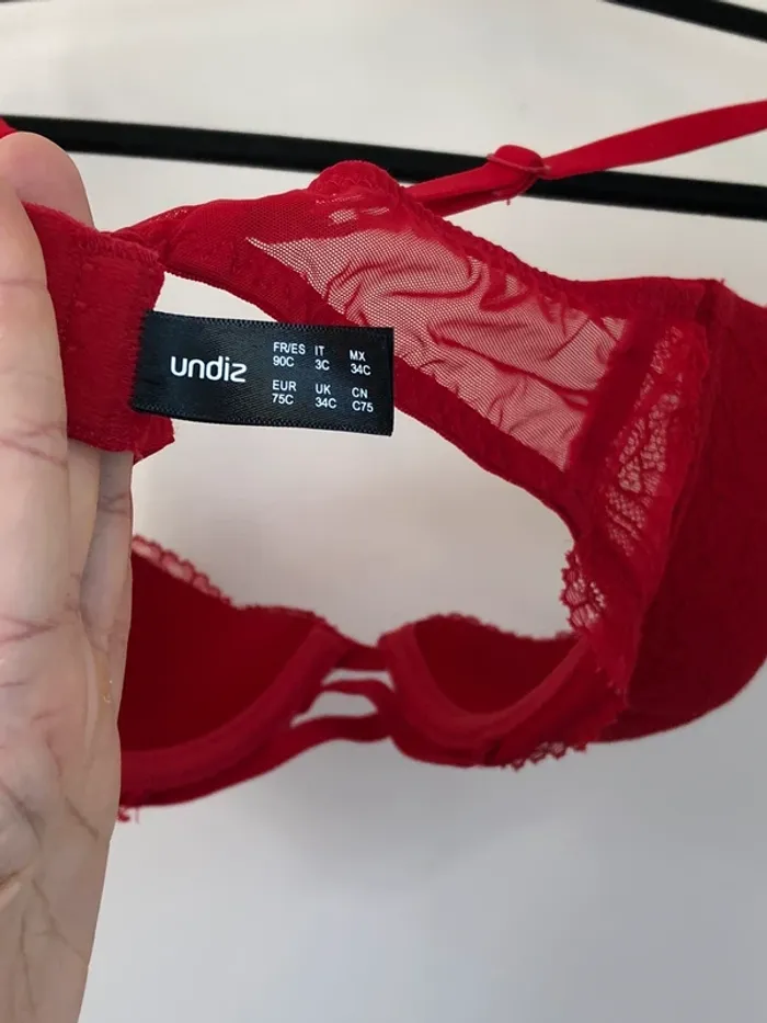 Soutien-gorge rouge dentelle 90C Undiz - photo numéro 4