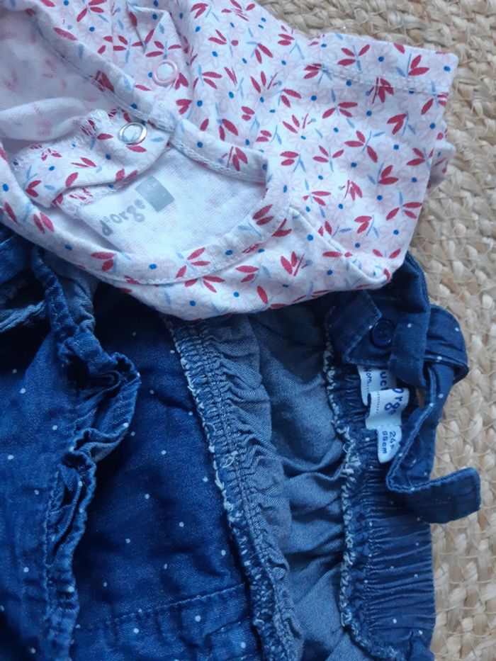 Ensemble tee shirt et robe en jean Sucre d'orge 24 mois - photo numéro 3