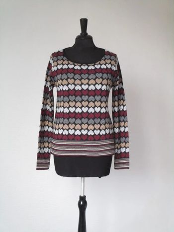 Pull noir motifs cœurs L'atelier d'Anna 36 NEUF