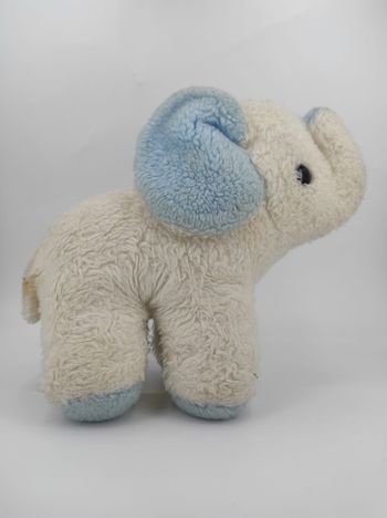Peluche éléphant Blanc et Bleu Vintage Bettella