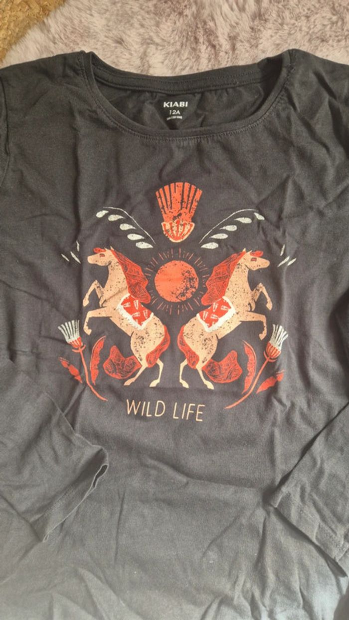 Lot de 2 t-shirt manches longues Kiabi 🌻 12 ans - photo numéro 2