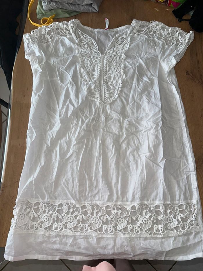 Haut tunique M/L blanche porte