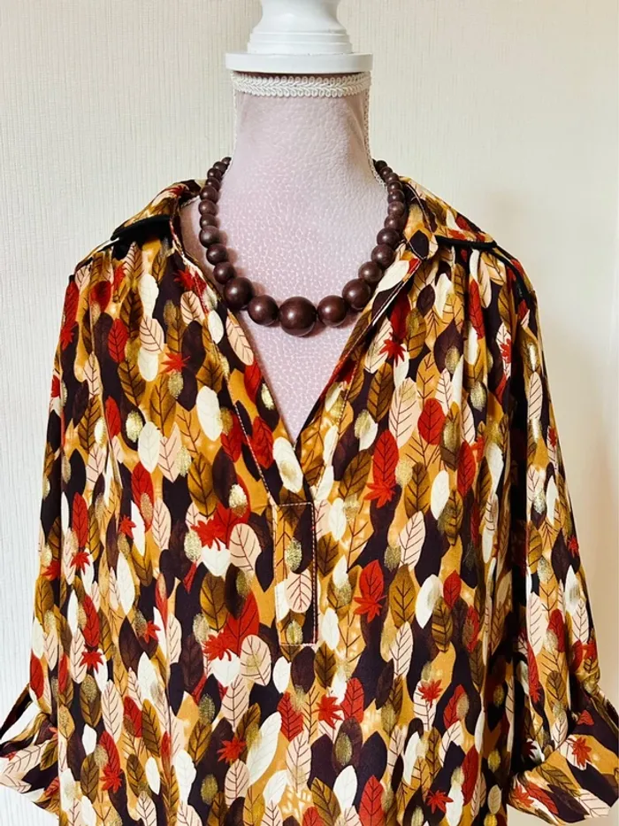 🍁Robe tunique automnale feuillage doré Boho chic S/36 Autumn gold leaf dress tunic🍁 - photo numéro 10