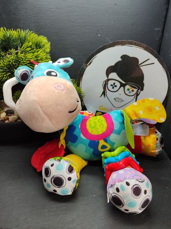 peluche cheval activité playgro bleu anneau dentition grelot Clip Clop Suspendre