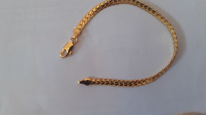 Parure maille tresser plaquer or 18k 750 bracelet +COLLIER - photo numéro 3