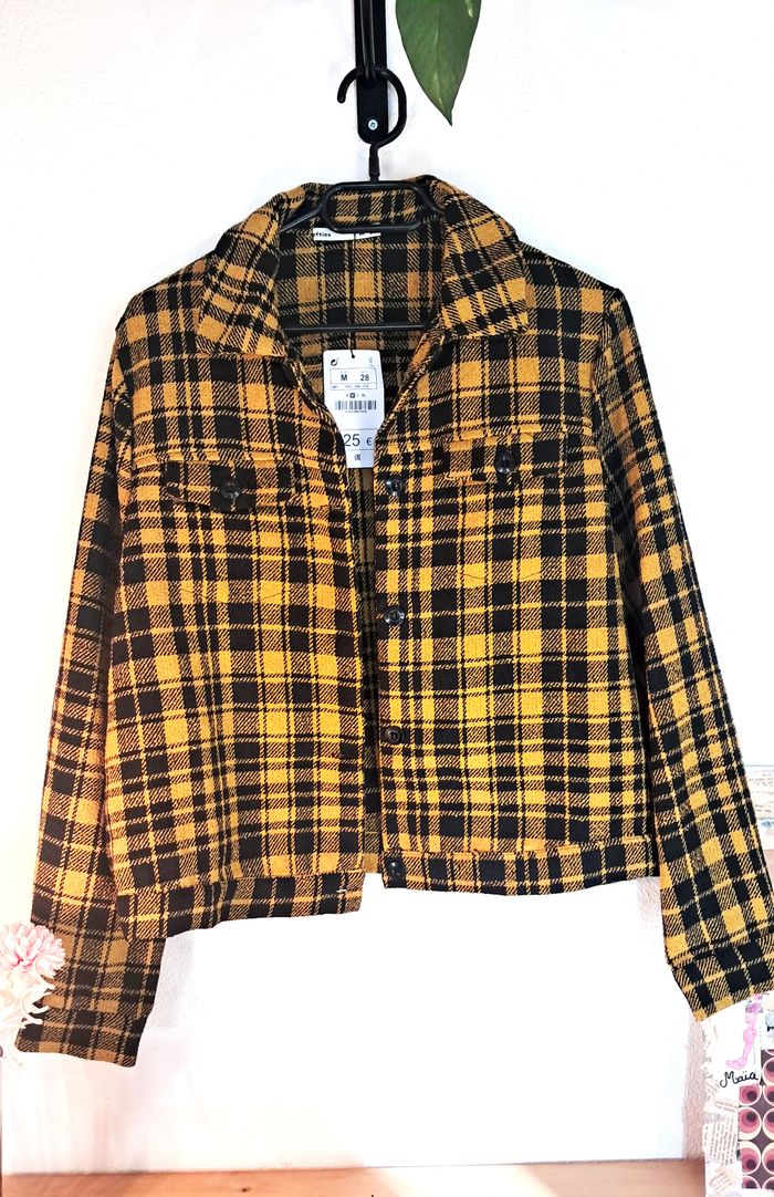 Veste surchemise à carreaux jaune & noir – Taille M