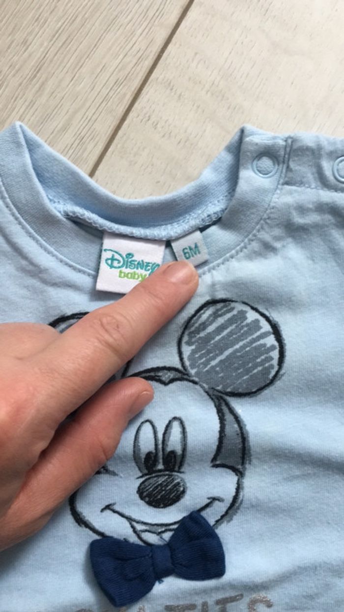 T-shirt bleu Mickey 6 mois Disney - photo numéro 2