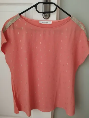 Tee shirt corail et doré Promod 36