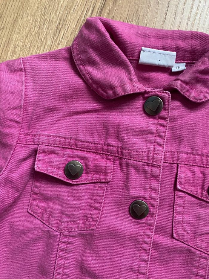 Petite veste en jean rose fuchsia - photo numéro 2